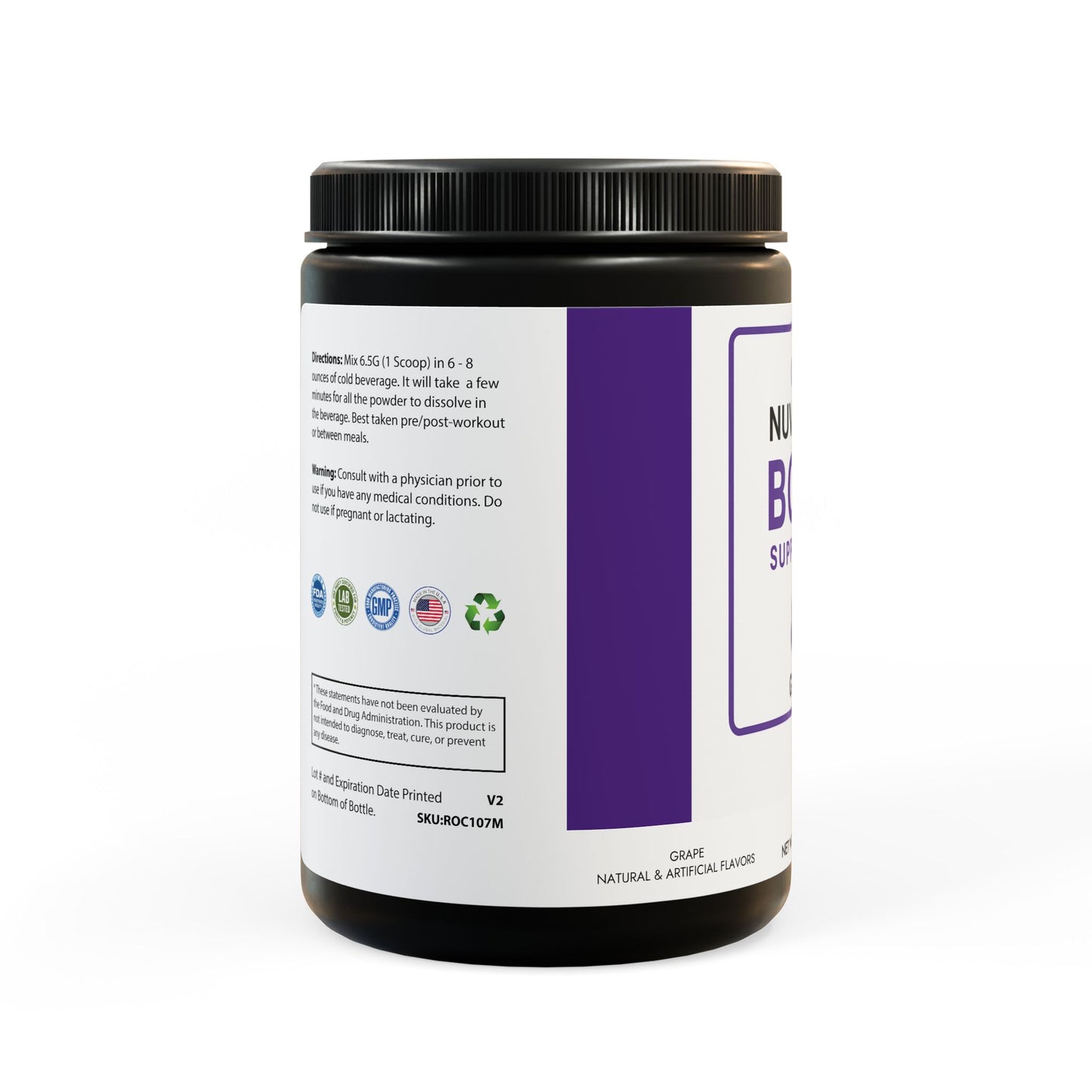 BCAA Supplement, Grape (325g, 11.46oz, 50 servings)