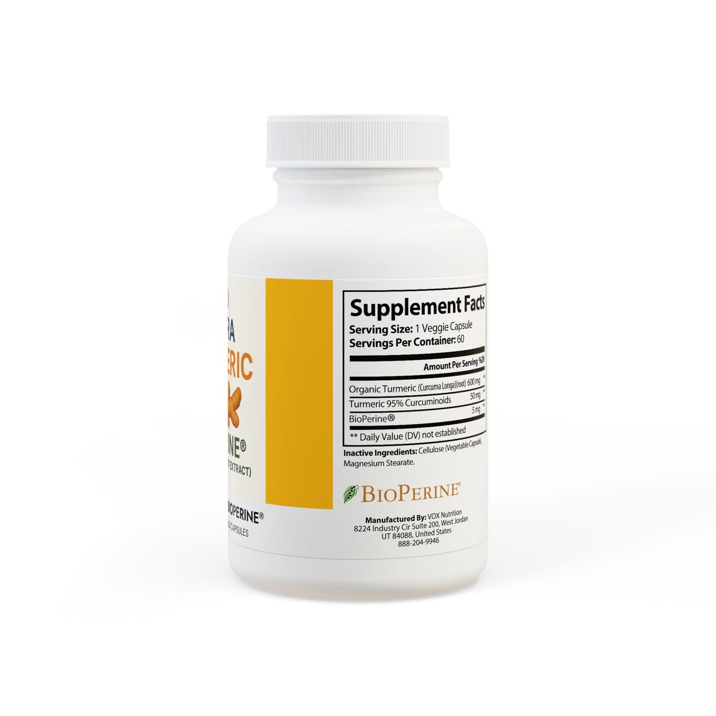 Turmeric with BioPerine® (Black Pepper Fruit Extract) Supplement (60 Capsules)