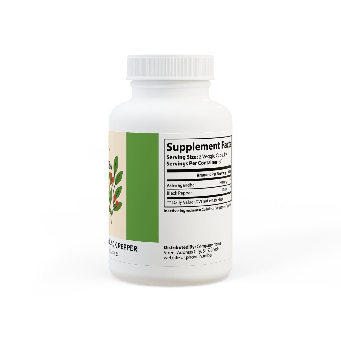 Ashwagandha and Black Pepper Supplement (60 capsules)