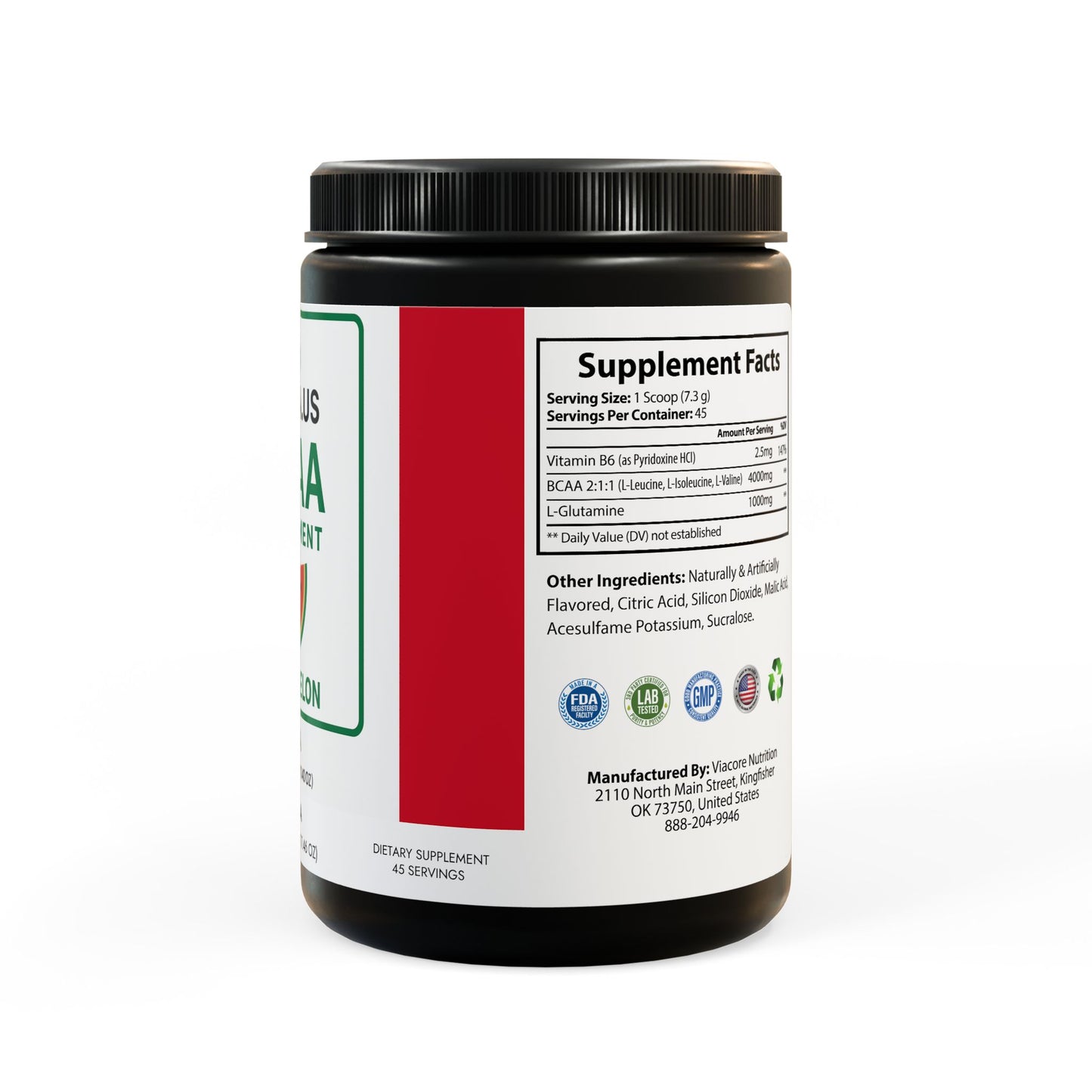 BCAA Supplement, Watermelon (325g, 11.46oz, 45 servings)
