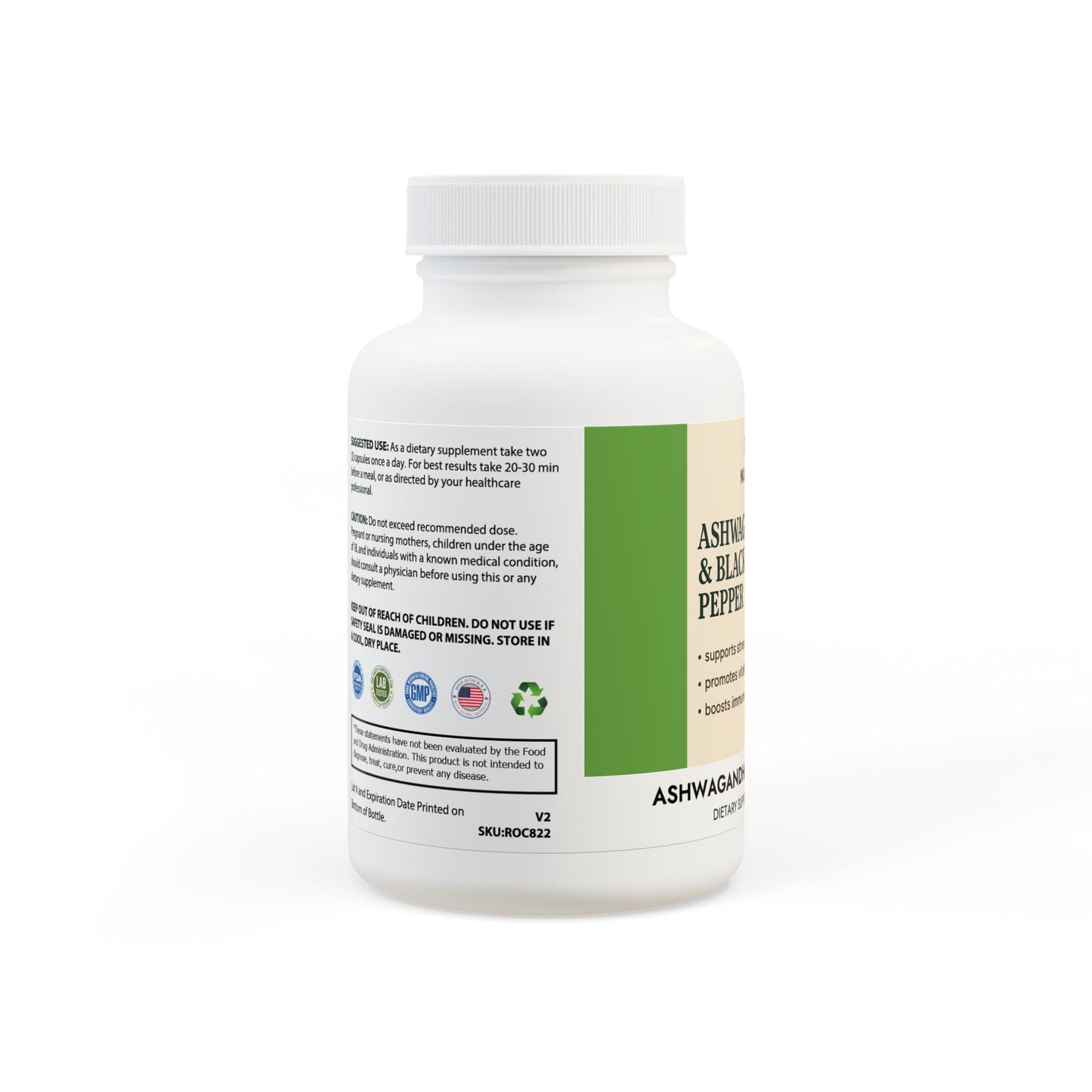 Ashwagandha and Black Pepper Supplement (60 capsules)